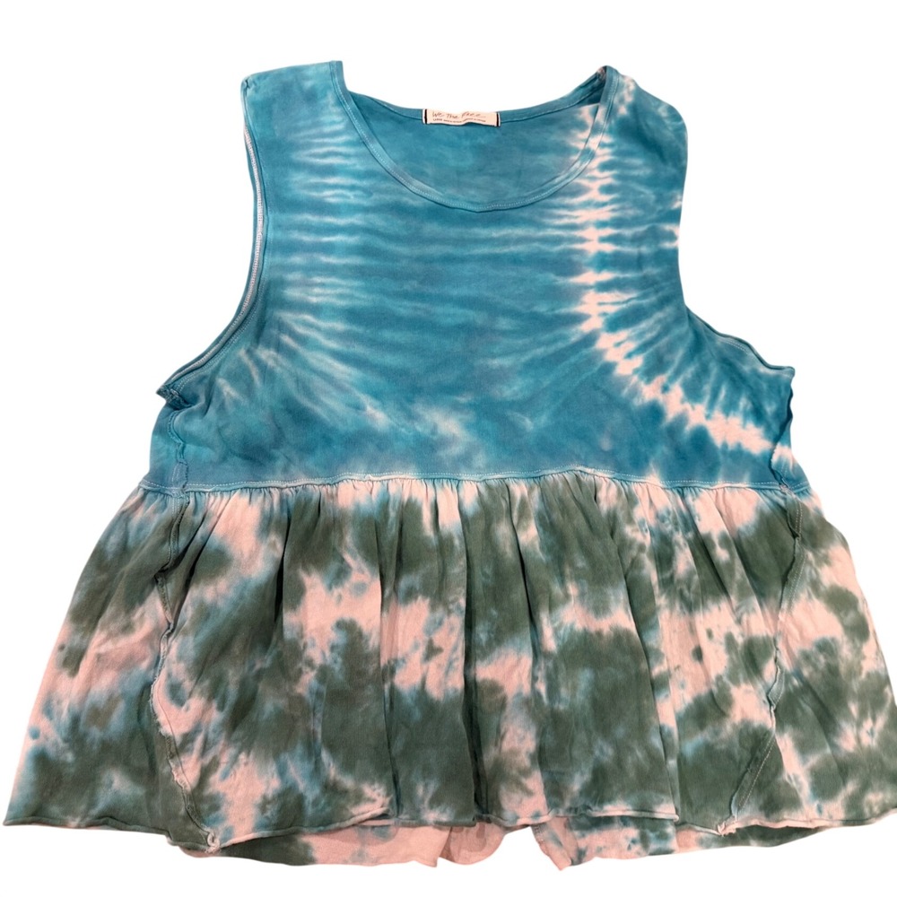 We The Free Free People Tie Dye Babydoll Tank Top Peplum Large